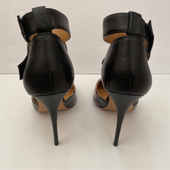 NWOB Jessica Simpson Patent Leather Striped Ankle Strap Heels - Size 8 1/2 - Picture 4 of 8